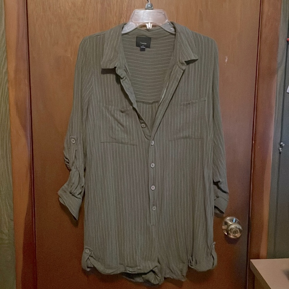 Long sleeve button down romper